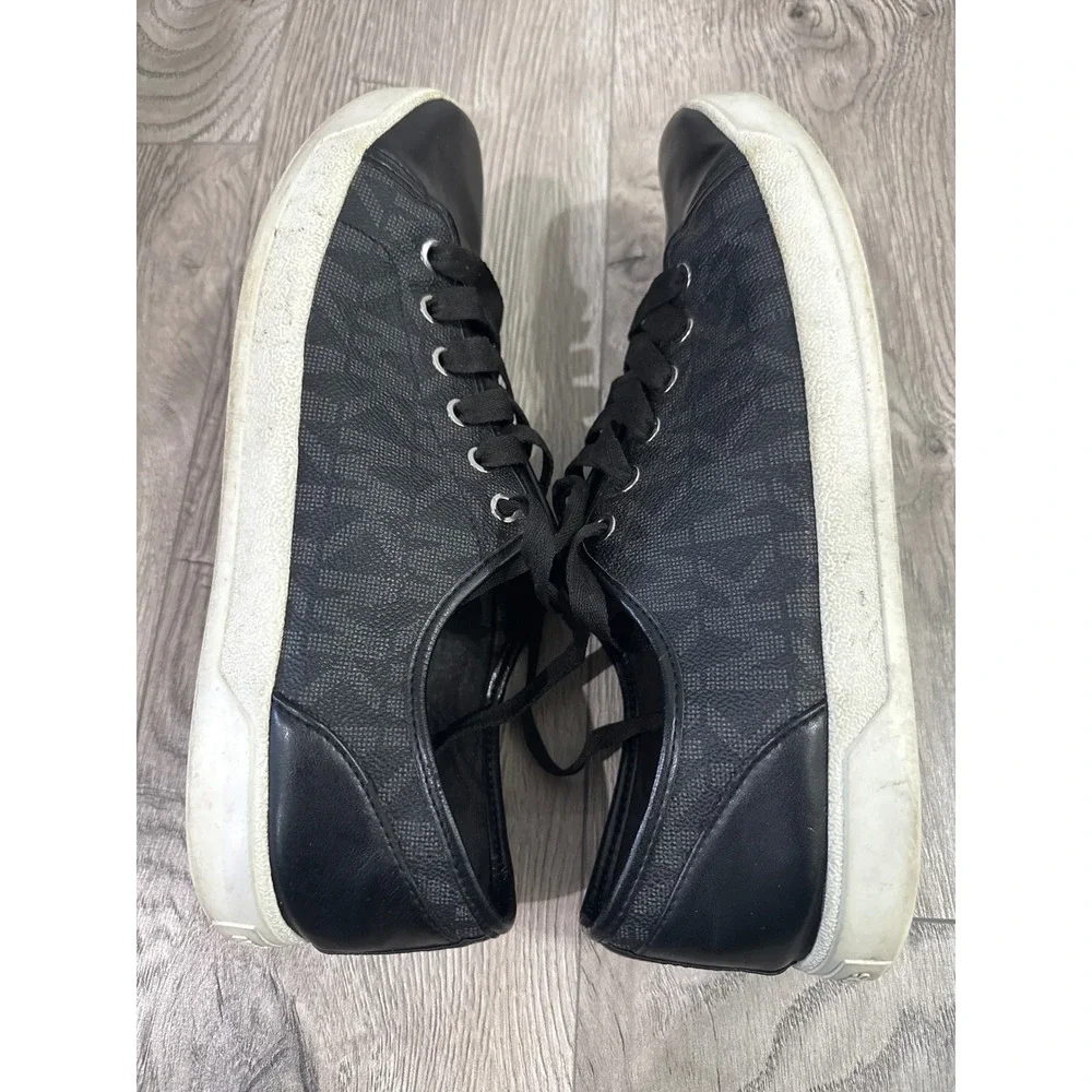 Michael Kors MK Monogram‎ Low Top Sneakers Black Lace Up Shoes Womens 10M